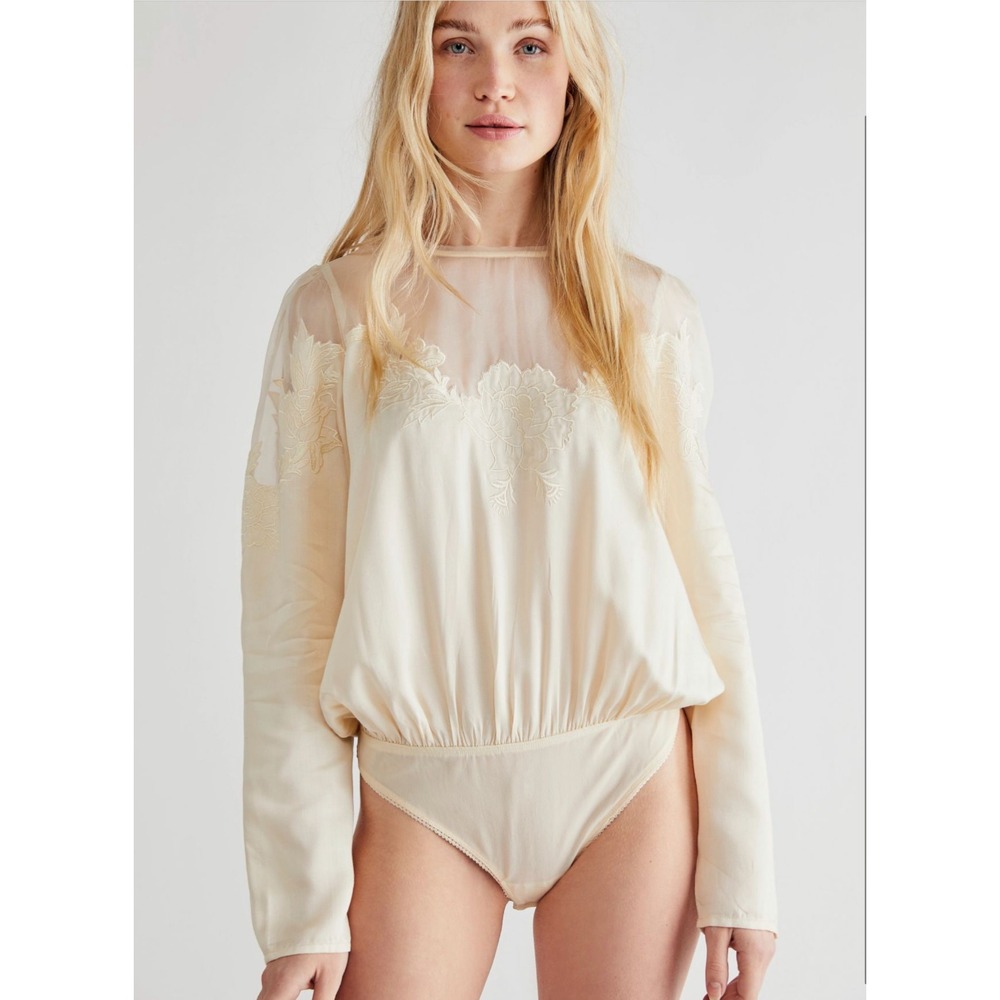 NWOT - Free People Last Dance Embroidered‎ Bodysuit